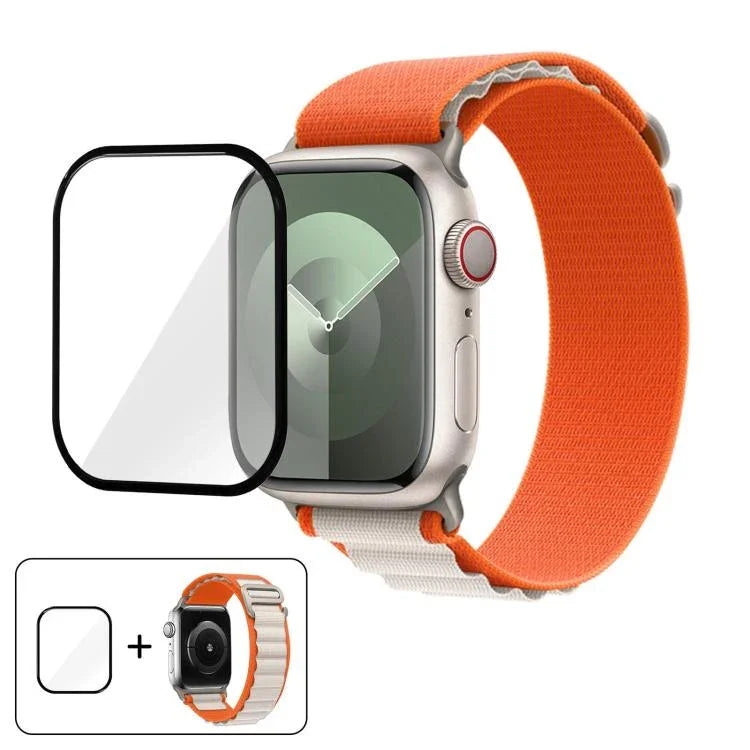 Buckle Loop Nylon Watch Band with 3D Curved Film, For Apple Watch Series 10 42mm