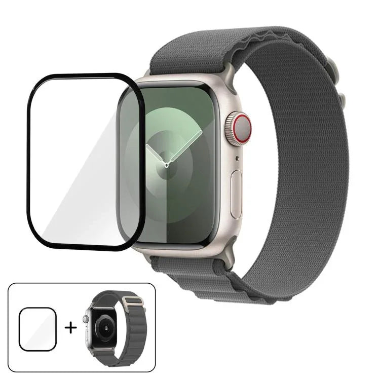 Buckle Loop Nylon Watch Band with 3D Curved Film, For Apple Watch Series 45mm