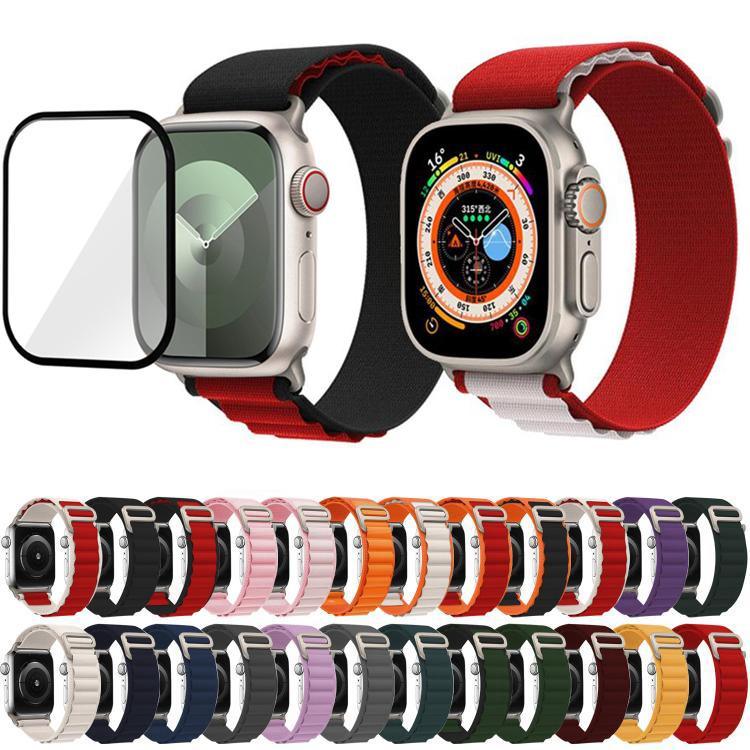 Buckle Loop Nylon Watch Band with 3D Curved Film, For Apple Watch Series 10 42mm