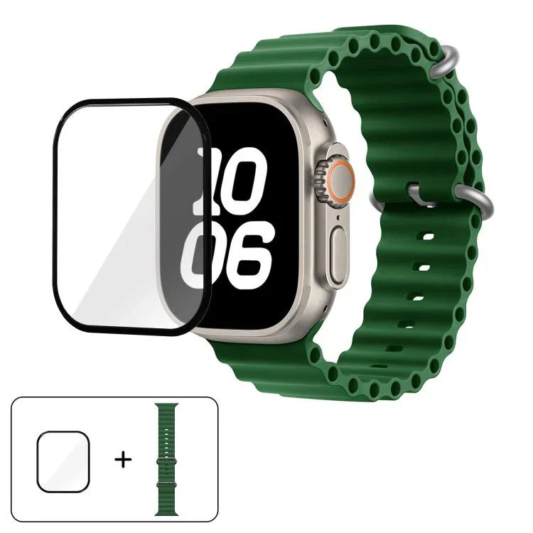 Ocean Silicone Watch Band with 3D Curved Film, For Apple Watch Series 40mm, For Apple Watch Ultra 2 / 1 49mm, For Apple Watch Series 45mm