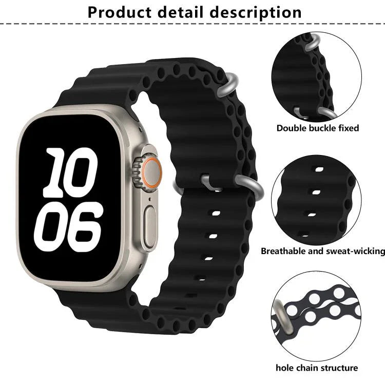 Ocean Silicone Watch Band with 3D Curved Film, For Apple Watch Series 10 46mm, For Apple Watch Series 10 42mm, For Apple Watch Series 44mm