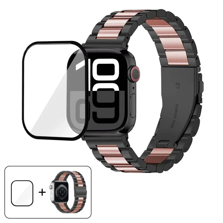 Three Beads Stainless Steel Watch Band with 3D Curved Film, For Apple Watch Series 42mm
