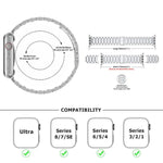 Three Beads Stainless Steel Watch Band with 3D Curved Film, For Apple Watch Ultra 2 / 1 49mm, For Apple Watch Series 45mm, For Apple Watch Series 41mm, For Apple Watch Series 38mm