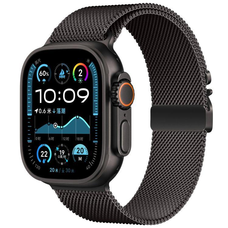 Umbrella Buckle Milanese Stainless Steel Watch Band with 3D Curved Film, For Apple Watch Series 10 46mm, For Apple Watch Series 10 42mm, For Apple Watch Series 44mm, For Apple Watch Series 40mm, For Apple Watch Ultra 2 / 1 49mm                         ...