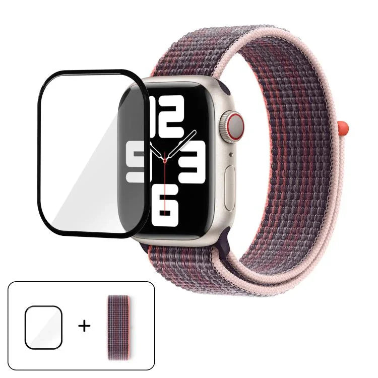 Basic Nylon Loop Watch Band with 3D Curved Film, For Apple Watch Series 40mm, For Apple Watch Ultra 2 / 1 49mm, For Apple Watch Series 45mm