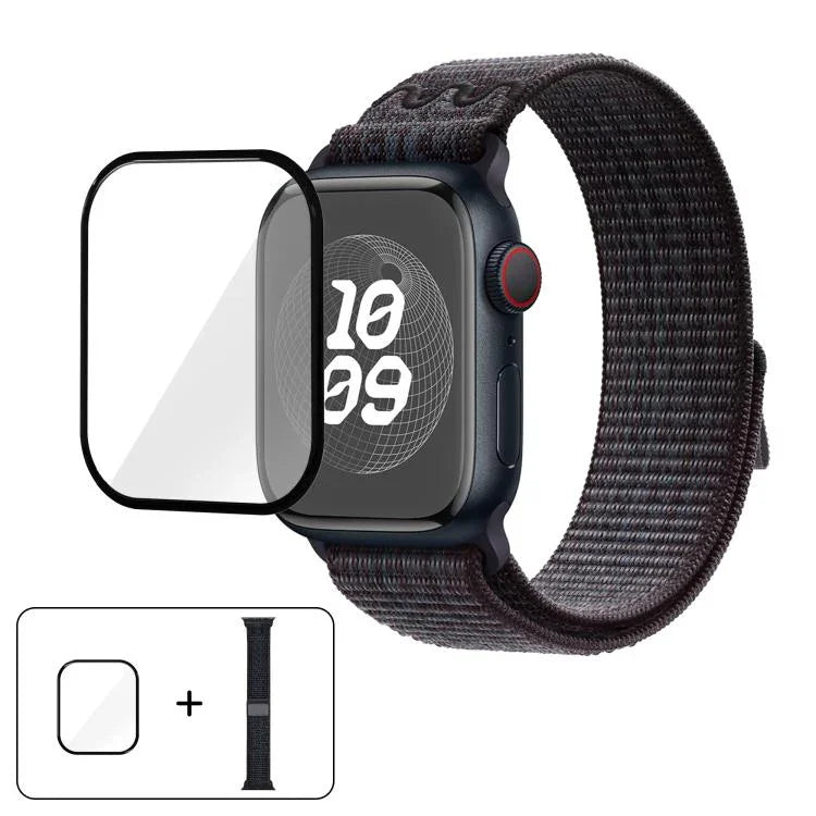 Nylon Loop Watch Band with 3D Curved Film, For Apple Watch Series 10 46mm, For Apple Watch Series 10 42mm, For Apple Watch Series 44mm