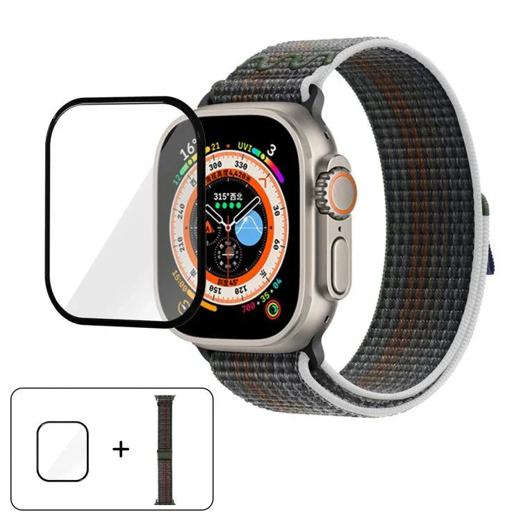 Nylon Loop Watch Band with 3D Curved Film, For Apple Watch Series 40mm, For Apple Watch Ultra 2 / 1 49mm, For Apple Watch Series 45mm
