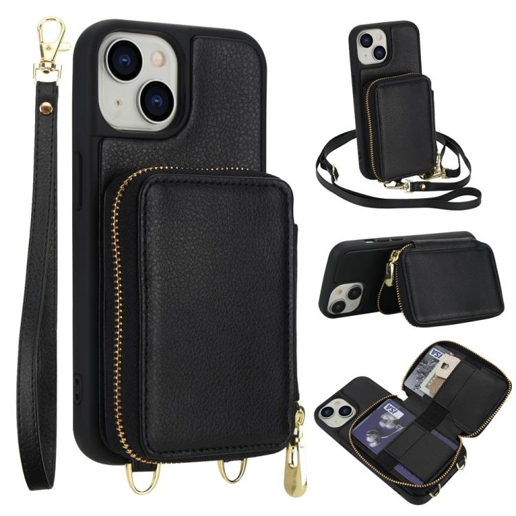 Crossbody Zipper RFID Card Bag Phone Case, For iPhone 15, For iPhone 14 / 13, For iPhone 14 Pro, For iPhone 14 Pro Max, For iPhone 13 Pro Max, For iPhone 13 Pro