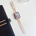 xDfind Denim Chain Metal Hybrid Leather Watch Band, For Apple Watch 42 / 44 / 45 / 46 / 49mm, For Apple Watch 38 / 40 / 41 / S10 42mm