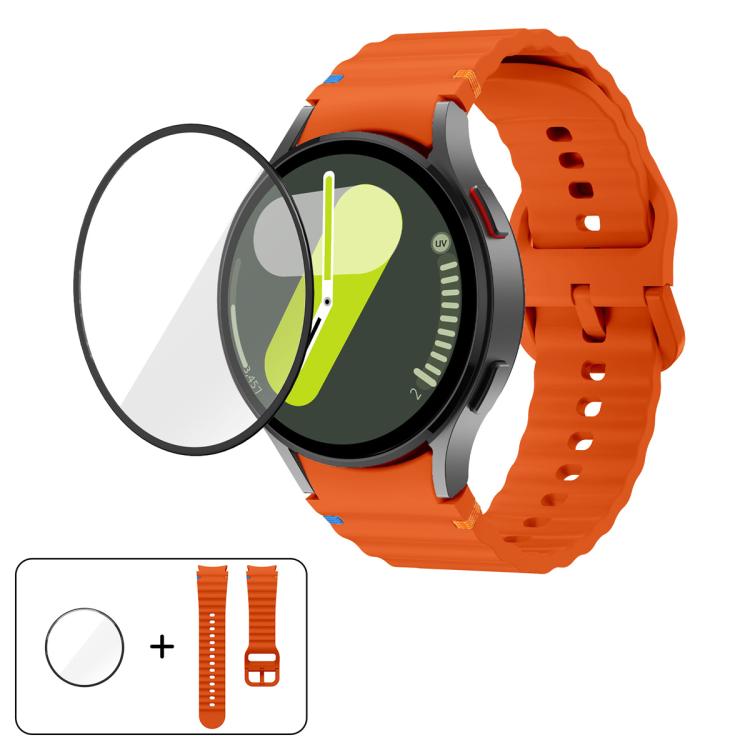 Wave Stitching Silicone Watch Band with 3D Curved Film, For Samsung Galaxy Watch FE 40mm, For Samsung Galaxy Watch7 44mm, For Samsung Galaxy Watch7 40mm, For Samsung Galaxy Watch6 Classic 47mm