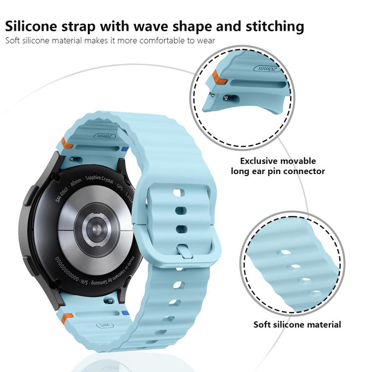 Wave Stitching Silicone Watch Band with 3D Curved Film, For Samsung Galaxy Watch4 Classic 46mm, For Samsung Galaxy Watch4 Classic 42mm, For Samsung Galaxy Watch5 Active 40mm, For Samsung Galaxy Watch5 Active 44mm