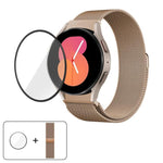 Milanese Magnetic Stainless Steel Watch Band with 3D Curved Film, For Samsung Galaxy Watch4 Classic 46mm, For Samsung Galaxy Watch4 Classic 42mm, For Samsung Galaxy Watch5 Active 40mm, For Samsung Galaxy Watch5 Active 44mm                              ...