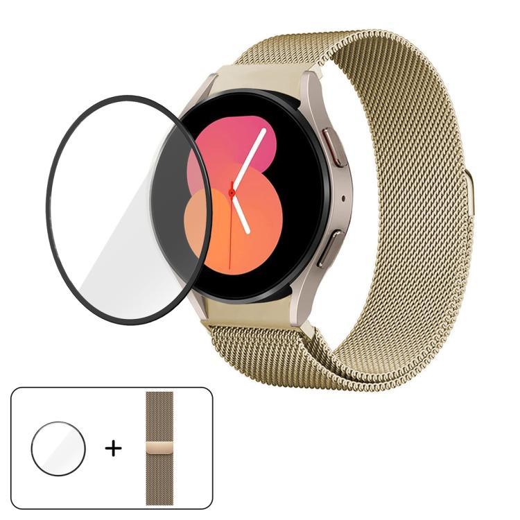 Milanese Magnetic Stainless Steel Watch Band with 3D Curved Film, For Samsung Galaxy Watch4 Classic 46mm, For Samsung Galaxy Watch4 Classic 42mm, For Samsung Galaxy Watch5 Active 40mm, For Samsung Galaxy Watch5 Active 44mm                              ...