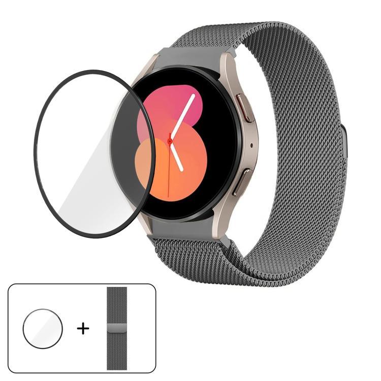 Milanese Magnetic Stainless Steel Watch Band with 3D Curved Film, For Samsung Galaxy Watch4 Classic 46mm, For Samsung Galaxy Watch4 Classic 42mm, For Samsung Galaxy Watch5 Active 40mm, For Samsung Galaxy Watch5 Active 44mm                              ...
