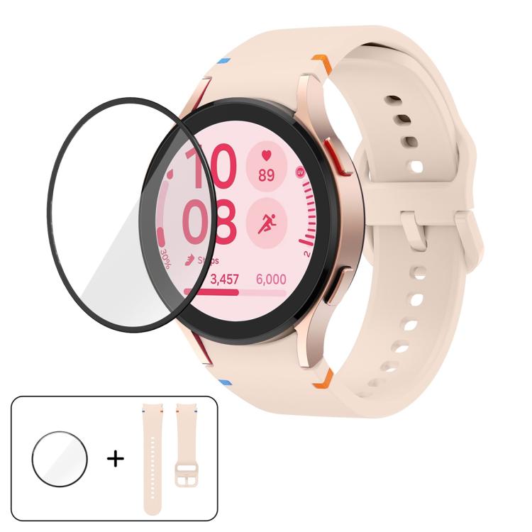 Plain Stitching Silicone Watch Band with 3D Curved Film, For Samsung Galaxy Watch4 Classic 46mm, For Samsung Galaxy Watch4 Classic 42mm, For Samsung Galaxy Watch5 Active 40mm, For Samsung Galaxy Watch5 Active 44mm