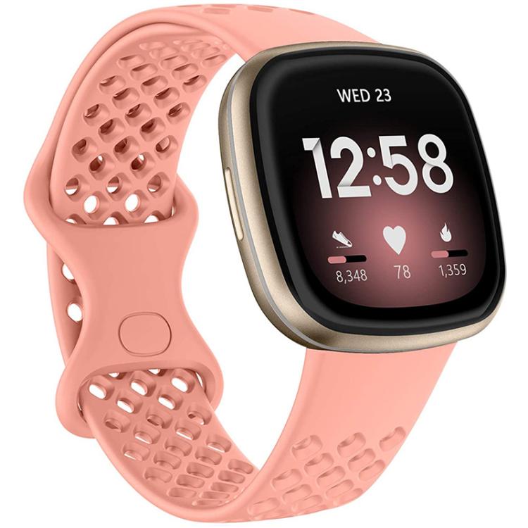 xDfind Breathable Holes Solid Color Silicone Watch Band For Fitbit Versa 3 / Sense, S, L