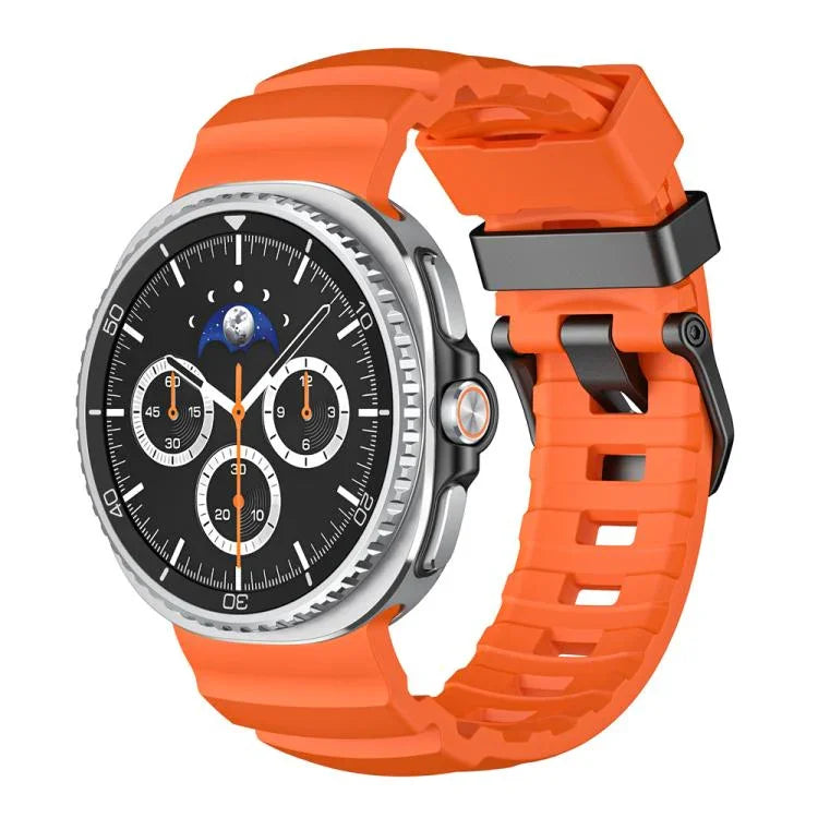 Wild Path Black Buckle Silicone Watch Band, For Samsung Galaxy Watch8 / Watch8 Classic