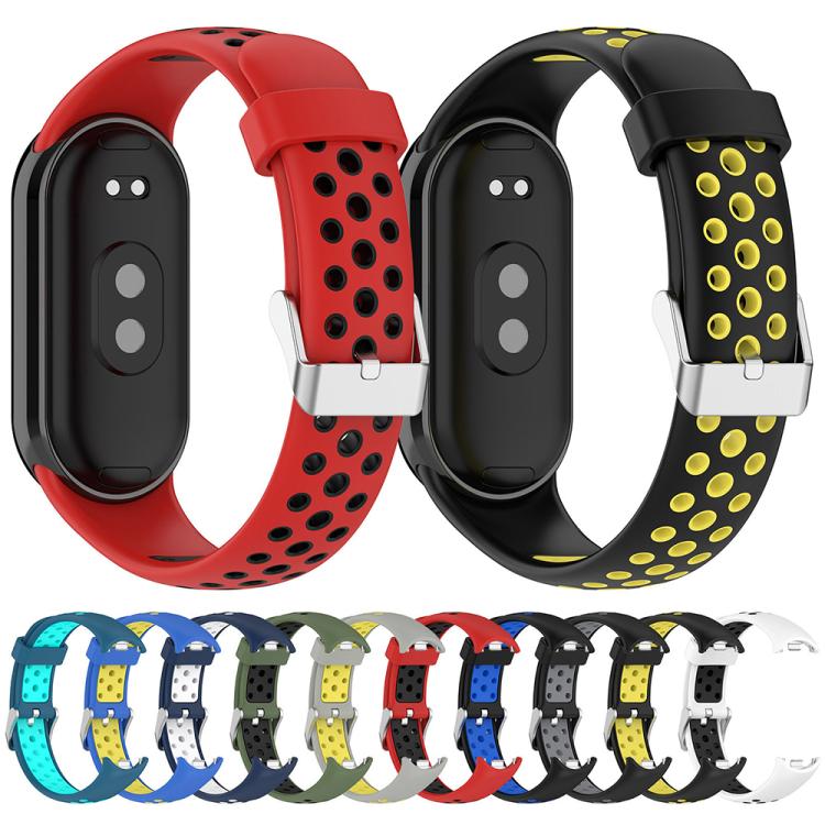 xDfind Metal Plug Two Color Silicone Watch Band, For Xiaomi Smart Band 10 / 9 / 8
