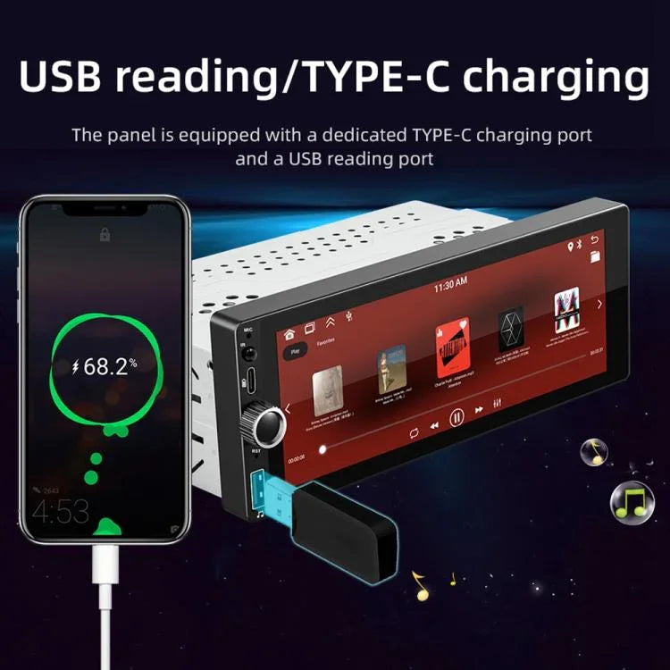 F6021 6.86 inch IPS Screen Car 1Din MP5 Player Support CarPlay & Android Auto, F6021