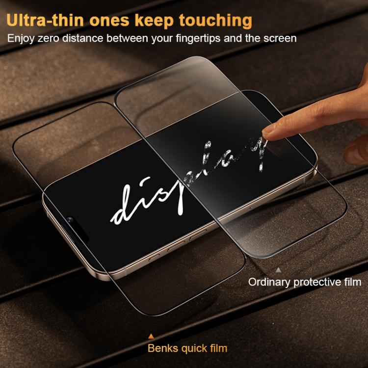 Benks King Kong Corning Hot-bend Full-glue DLC Tempered Film Quick-install Version, For iPhone 17 Pro Max, For iPhone 17 Pro