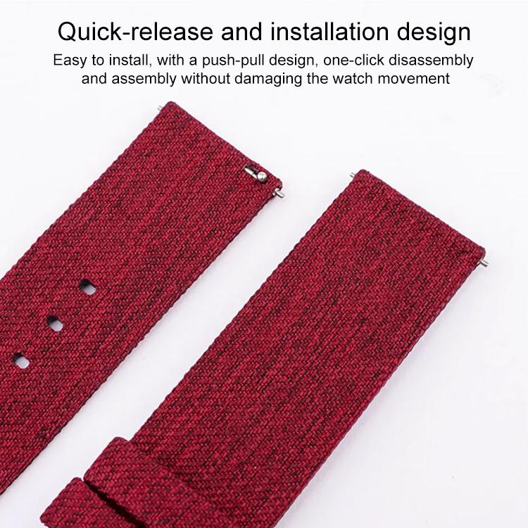 Stainless Steel Pin Buckle Nylon Woven Canvas Watch Band, 12mm, 14mm