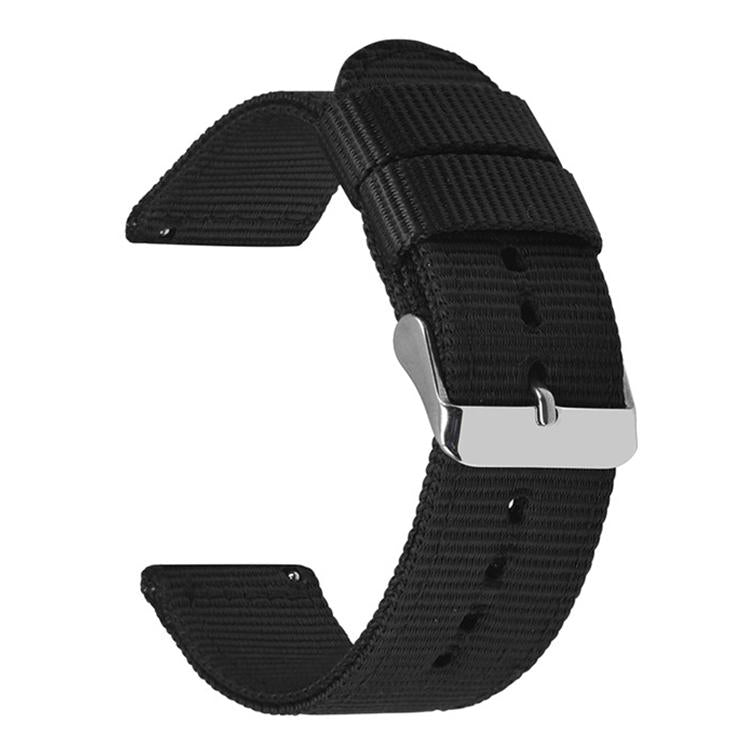 Stainless Steel Pin Buckle Solid Color Nylon Canvas Watch Band, 18mm, 20mm, 22mm