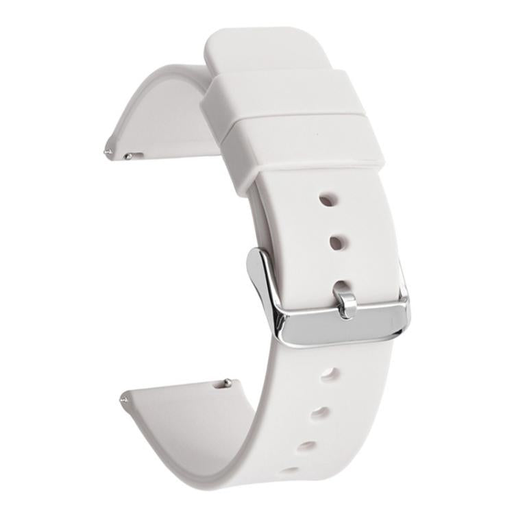 Stainless Steel Silver Pin Buckle Solid Color Silicone Waterproof Watch Band, 16mm, 18mm, 19mm