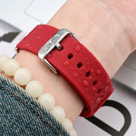 Stainless Steel Silver Pin Buckle Solid Color Silicone Waterproof Watch Band, 24mm