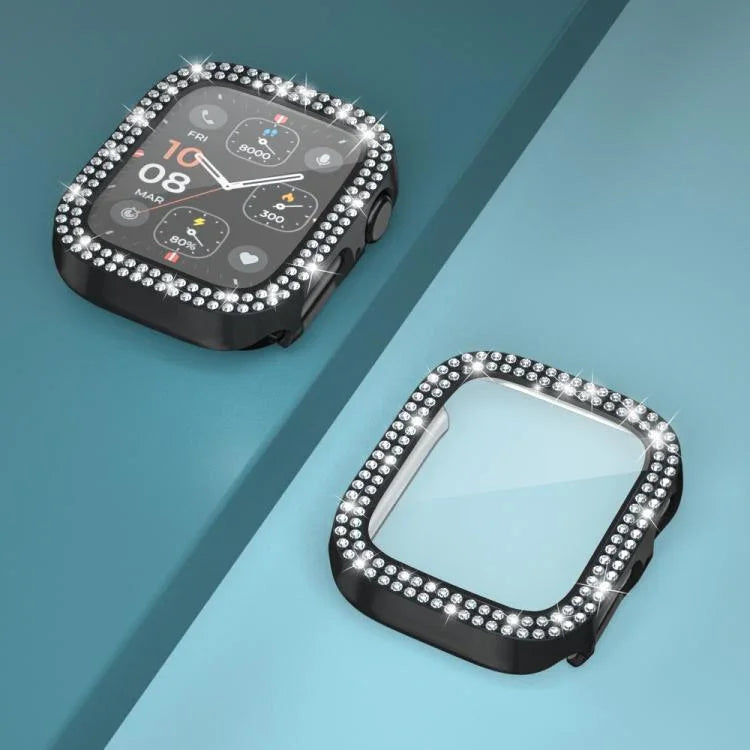 xDfind Double Row Diamond Tempered Glass Film Integrated PC Watch Cover, For Apple Watch Series 9 / 8 / 7 41mm, For Apple Watch Series 3 / 2 / 1 38mm, For Apple Watch Series 3 / 2 / 1 42mm