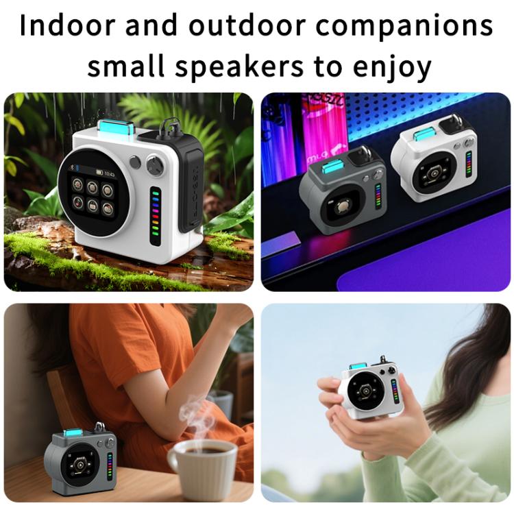 G300 Smart LED Screen Portable Bluetooth 5.4 Wireless Speaker, G300 (Grey), G300 (White)