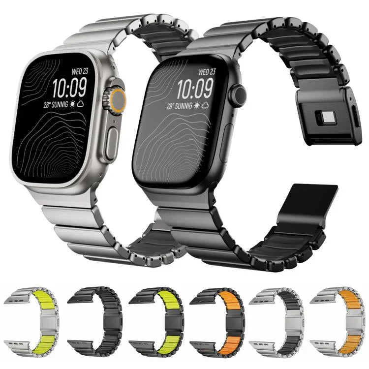 Magnetic Norman Buckle Integrated One-bead Stainless Steel Watch Band, For Apple Watch 46mm / 49mm / 45mm / 44mm