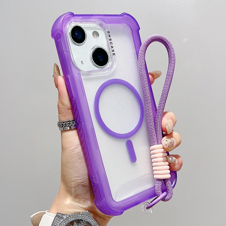 Transparent Matte TPU Hybrid PC 3-in-1 MagSafe Phone Case with Wrist Strap, For iPhone 13 Pro Max, For iPhone 13 Pro, For iPhone 13, For iPhone 12 Pro Max