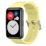 xDfind Solid Color Silver Steel Buckle Silicone Watch Band, For Huawei Watch Fit New