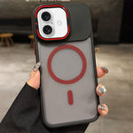 Skin Feel Frosted Metal Lens Holder MagSafe Magnetic Phone Case, For iPhone 16 Plus, For iPhone 16, For iPhone 15 Pro Max, For iPhone 15 Pro, For iPhone 15, For iPhone 14
