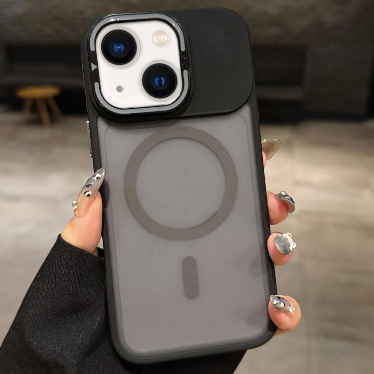 Skin Feel Frosted Metal Lens Holder MagSafe Magnetic Phone Case, For iPhone 14 Pro, For iPhone 14 Pro Max, For iPhone 13 Pro Max, For iPhone 13 Pro, For iPhone 13, For iPhone 12