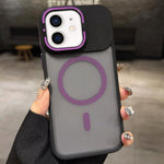 Skin Feel Frosted Metal Lens Holder MagSafe Magnetic Phone Case, For iPhone 14 Pro, For iPhone 14 Pro Max, For iPhone 13 Pro Max, For iPhone 13 Pro, For iPhone 13, For iPhone 12