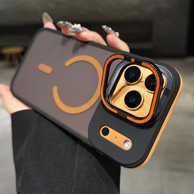 Skin Feel Frosted Metal Lens Holder MagSafe Magnetic Phone Case, For iPhone 16 Plus, For iPhone 16, For iPhone 15 Pro Max, For iPhone 15 Pro, For iPhone 15, For iPhone 14