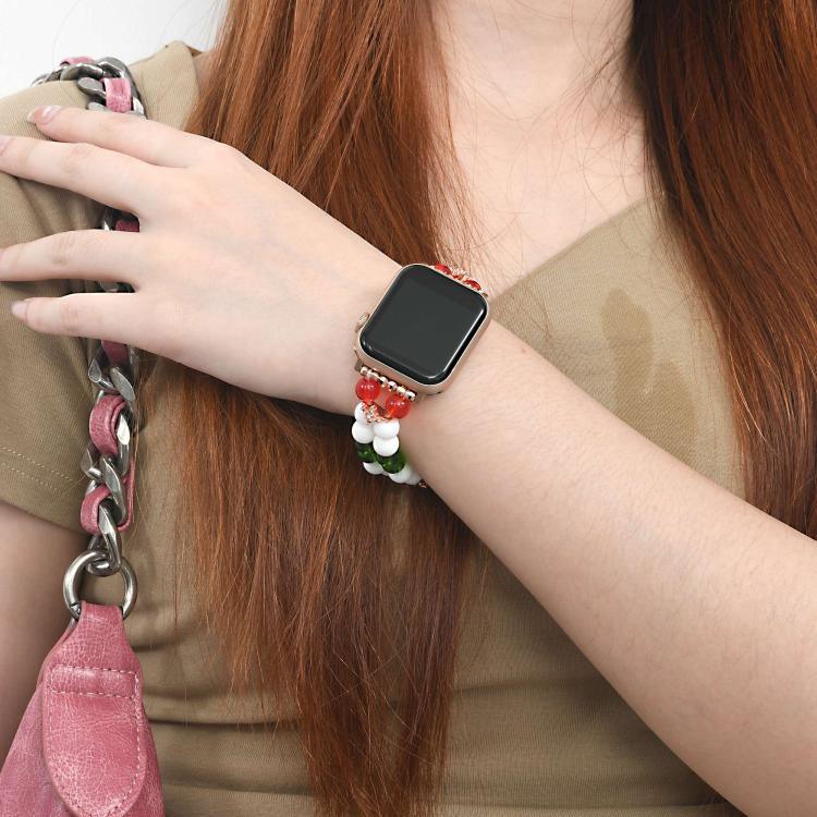 Width 20mm Christmas Beads Chain Watch Band, For Apple Watch 46mm / 49mm / 45mm / 44mm, For Apple Watch 42mm / 41mm / 40mm / 38mm