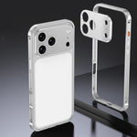 Armor Dual-side Anti-slip Metal Frame Case with Lens Cover, For iPhone 17 Pro Max, For iPhone 17 Pro, For iPhone 17, For iPhone 16 Pro Max, For iPhone 16 Pro, For iPhone 16