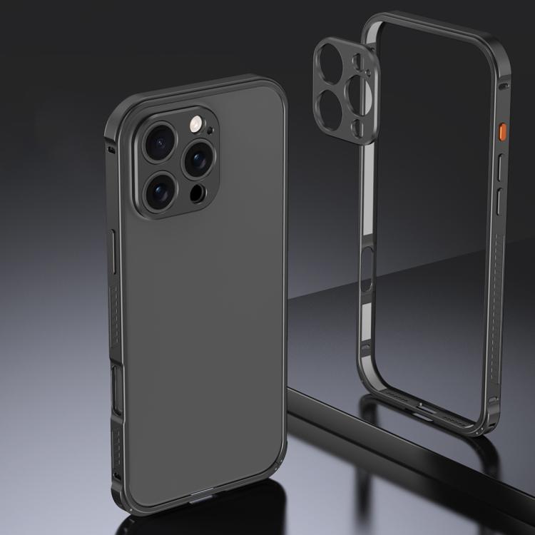 Armor Dual-side Anti-slip Metal Frame Case with Lens Cover, For iPhone 17 Pro Max, For iPhone 17 Pro, For iPhone 17, For iPhone 16 Pro Max, For iPhone 16 Pro, For iPhone 16