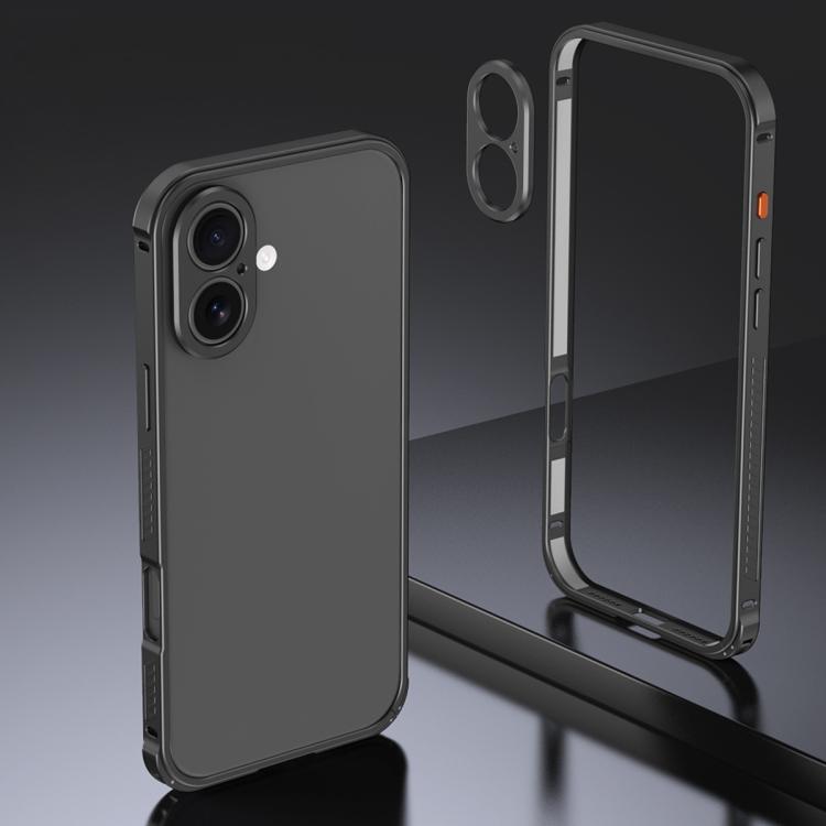 Armor Dual-side Anti-slip Metal Frame Case with Lens Cover, For iPhone 17 Pro Max, For iPhone 17 Pro, For iPhone 17, For iPhone 16 Pro Max, For iPhone 16 Pro, For iPhone 16