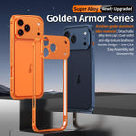 Armor Dual-side Anti-slip Metal Frame Case with Lens Cover, For iPhone 17 Pro Max, For iPhone 17 Pro, For iPhone 17, For iPhone 16 Pro Max, For iPhone 16 Pro, For iPhone 16