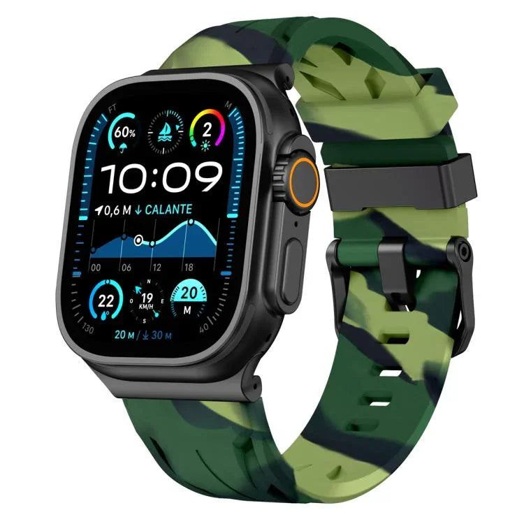 Black Pin Buckle Silicone Watch Band, For Apple Watch 46mm / 49mm / 45mm / 44mm, For Apple Watch 42mm / 41mm / 40mm / 38mm