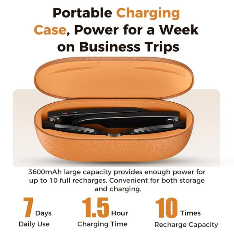 M02 Ultra 8MP Camera AI Smart Glasses Photochromic Lenses, with Black Charging Case, with Brown Charging Case