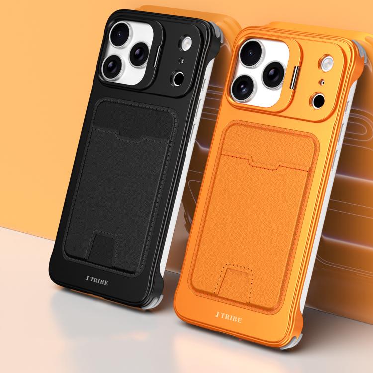 J TRIBE Metal Frameless Card Slot Lens Holder Phone Case, For iPhone 17 Pro Max, For iPhone 17 Pro, For iPhone 17, For iPhone Air, For iPhone 16 Pro Max, For iPhone 16 Pro, For iPhone 15 Pro Max, For iPhone 15 Pro