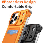 J TRIBE Metal Frameless Card Slot Lens Holder Phone Case, For iPhone 17 Pro Max, For iPhone 17 Pro, For iPhone 17, For iPhone Air, For iPhone 16 Pro Max, For iPhone 16 Pro, For iPhone 15 Pro Max, For iPhone 15 Pro