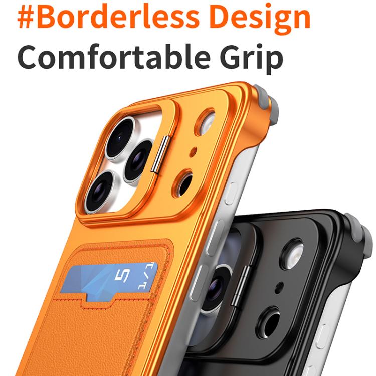 J TRIBE Metal Frameless Card Slot Lens Holder Phone Case, For iPhone 17 Pro Max, For iPhone 17 Pro, For iPhone 17, For iPhone Air, For iPhone 16 Pro Max, For iPhone 16 Pro, For iPhone 15 Pro Max, For iPhone 15 Pro