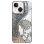 Electroplated TPU Lotus Hollow-carved  Rhinestone Glitter Phone Case, For iPhone 15, For iPhone 14, For iPhone 14 Pro, For iPhone 14 Pro Max, For iPhone 13 Pro Max, For iPhone 13 Pro, For iPhone 13, For iPhone 12