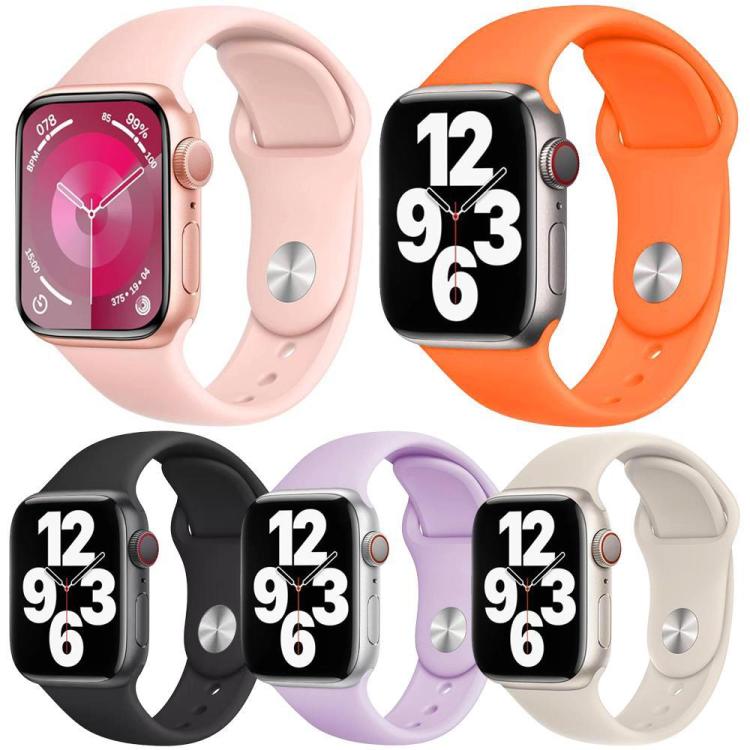 5 Pack xDfind Solid Color Silicone Sports Watch Band, For Apple Watch 42 / 44 / 45 / 46 / 49mm, For Apple Watch 38 / 40 / 41 / S11 42mm