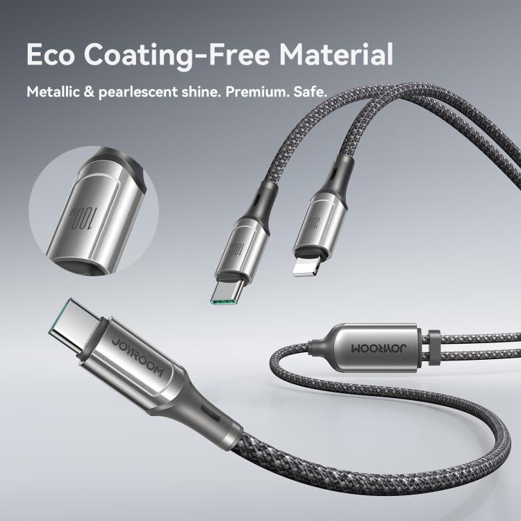 JOYROOM S-A57 RapidX Series 100W 2-in-1 USB-C / Type-C to USB-C / Type-C, 8 Pin Fast Charging Data Cable, 1.5m